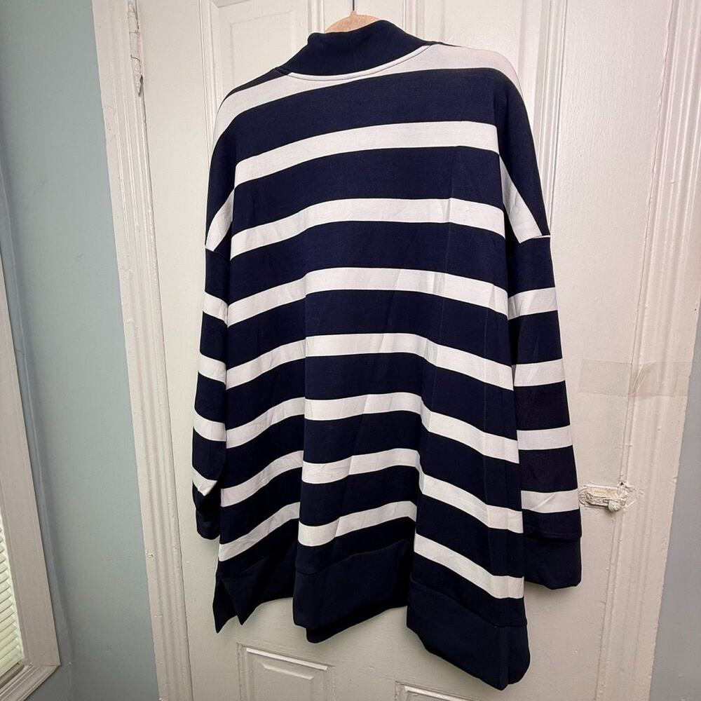 Belle by Kim Gravel ScubaLuxe Half Zip Tunic Blue White Stripe Womens 4X NWOT - Picture 6 of 9